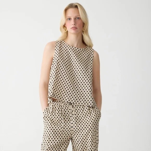 J. Crew Maxine button-back top in dot linen - Picture 2 of 4